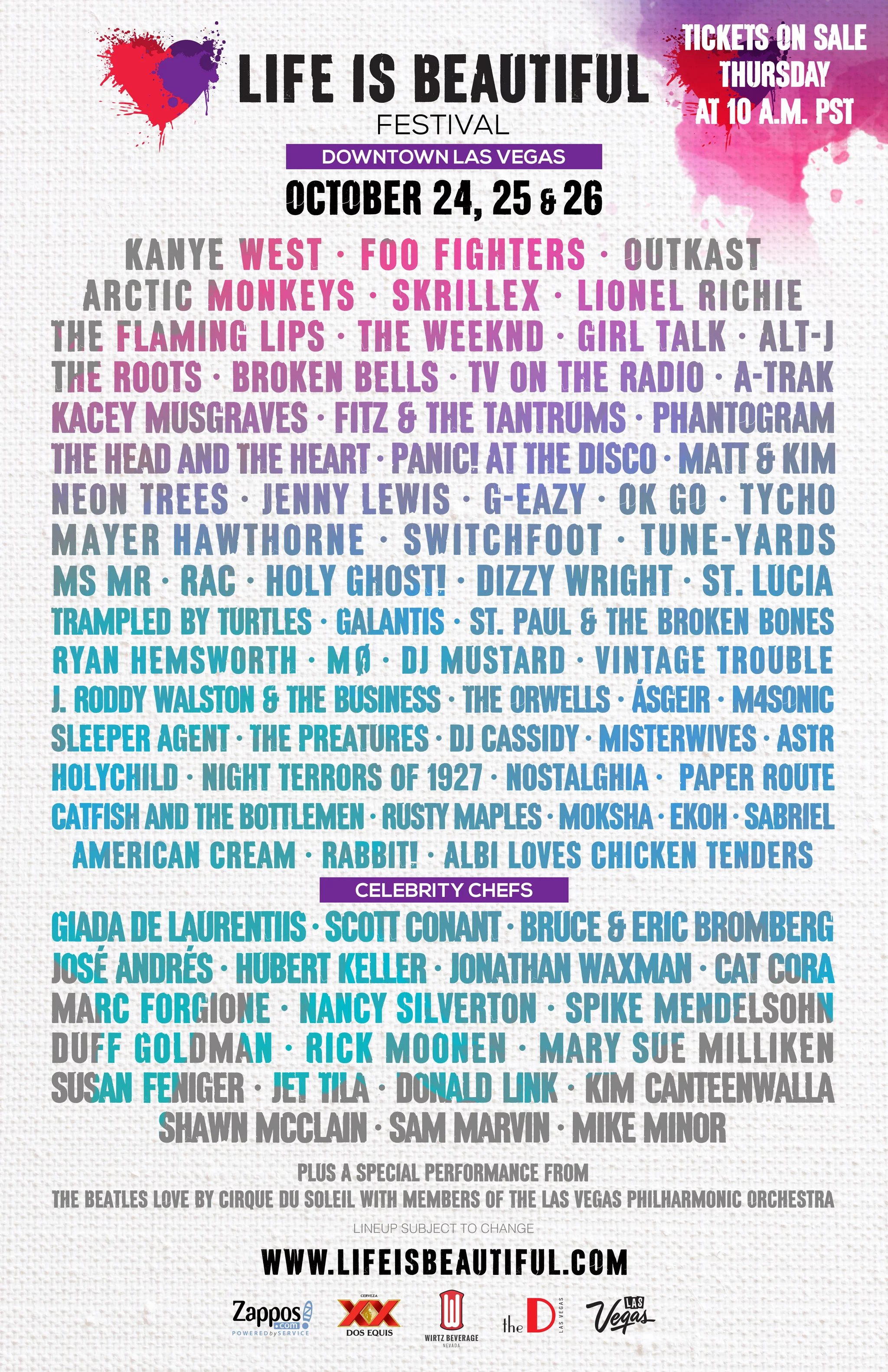 Life Is Beautiful Festival Lineup 2014