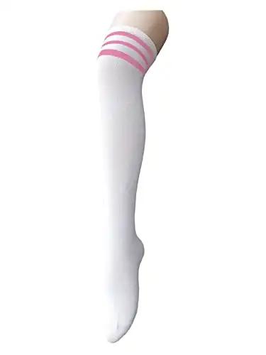 Zando Womens Stripes Thin Tube Socks Thigh High Tights Over Knee Socks Casual Knee High Stockings Striped Thigh Highs