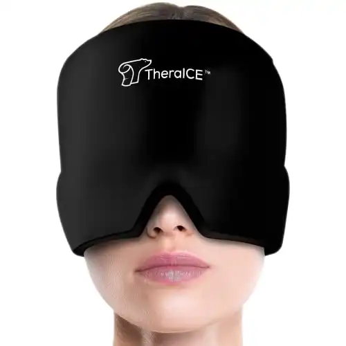 TheraICE Migraine Headache Relief Cap, Hot & Cold Therapy Hat, Migraine Relief Cap, Cool Gel Head Wrap, Headache Cap Ice Pack Mask, Cold Compress Migraine Relief Products Device for Tension & ...