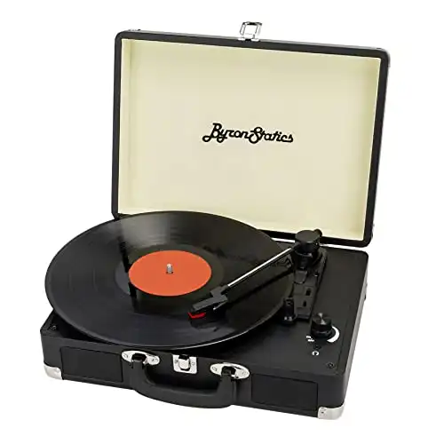 ByronStatics Record Player, Vinyl Turntable Record Player 3 Speed with Built in Stereo Speakers, Replacement Needle, Supports RCA Line Out, AUX in, Portable Vintage Suitcase