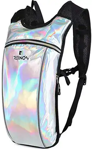 REINOS Hydration Backpack - Light Water Pack - 2L Water Bladder Included for Running, Hiking, Biking, Festivals, Raves Silver