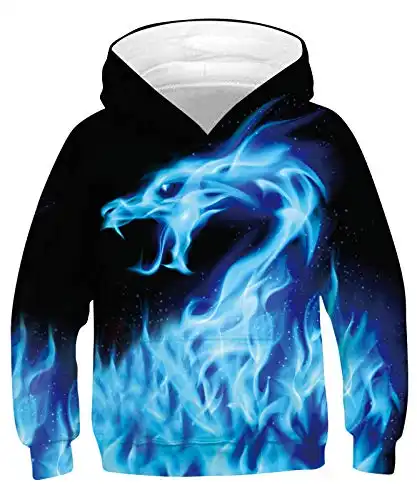RAISEVERN Boys Girls Hoodies Kids Sweatshirts Pullover Hooded 3D Print Graphics Lightweight Hoody 6-16T