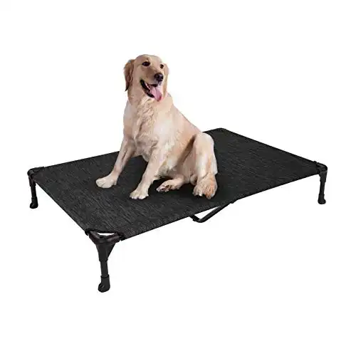 Veehoo Cooling Elevated Dog Bed, Portable Raised Pet Cot with Washable & Breathable Mesh, No-Slip Feet Durable Dog Cots Bed for Indoor & Outdoor Use, X Large, Black