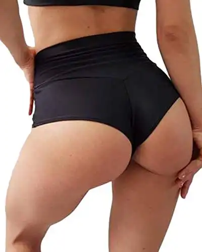 Women's Glossy Athletic Shorts Low Rise Yoga Booty Shorts Hot Pants for  Running