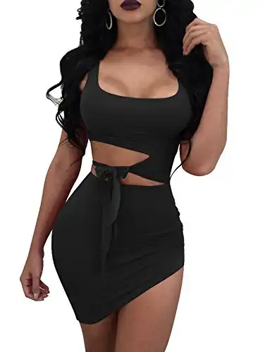  BORIFLORS Women's Sexy Bodycon Cut Out Ruched Backless