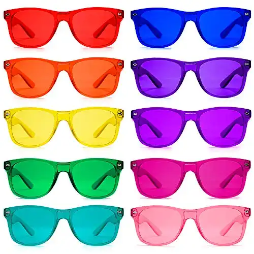 PURPLE CANYON Color Therapy Glasses 10 Pack for Chakra Healing, Chromotherapy, and Mood