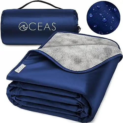 Oceas Outdoor Waterproof Stadium Blanket - Thicker Weather Proof and Windproof Blankets for Camping, Sporting Events, Picnic and Car Use - 100% Waterproof Insulated Foldable Blanket and Throws