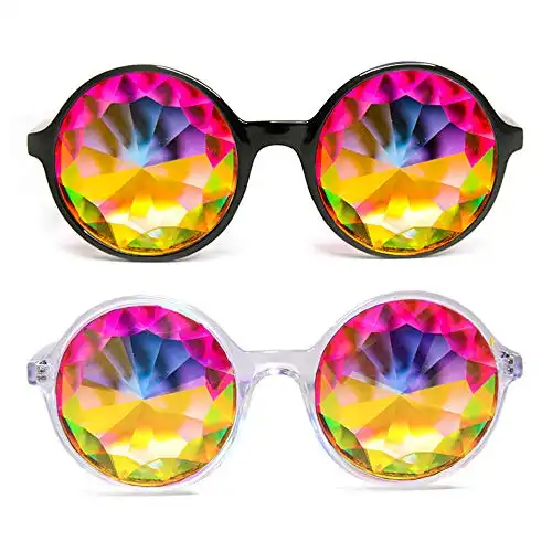 GloFX Xtra Lite Kaleidoscope Glasses Lightweight Glass Crystal Edm Festival Diffraction (2 Pack)