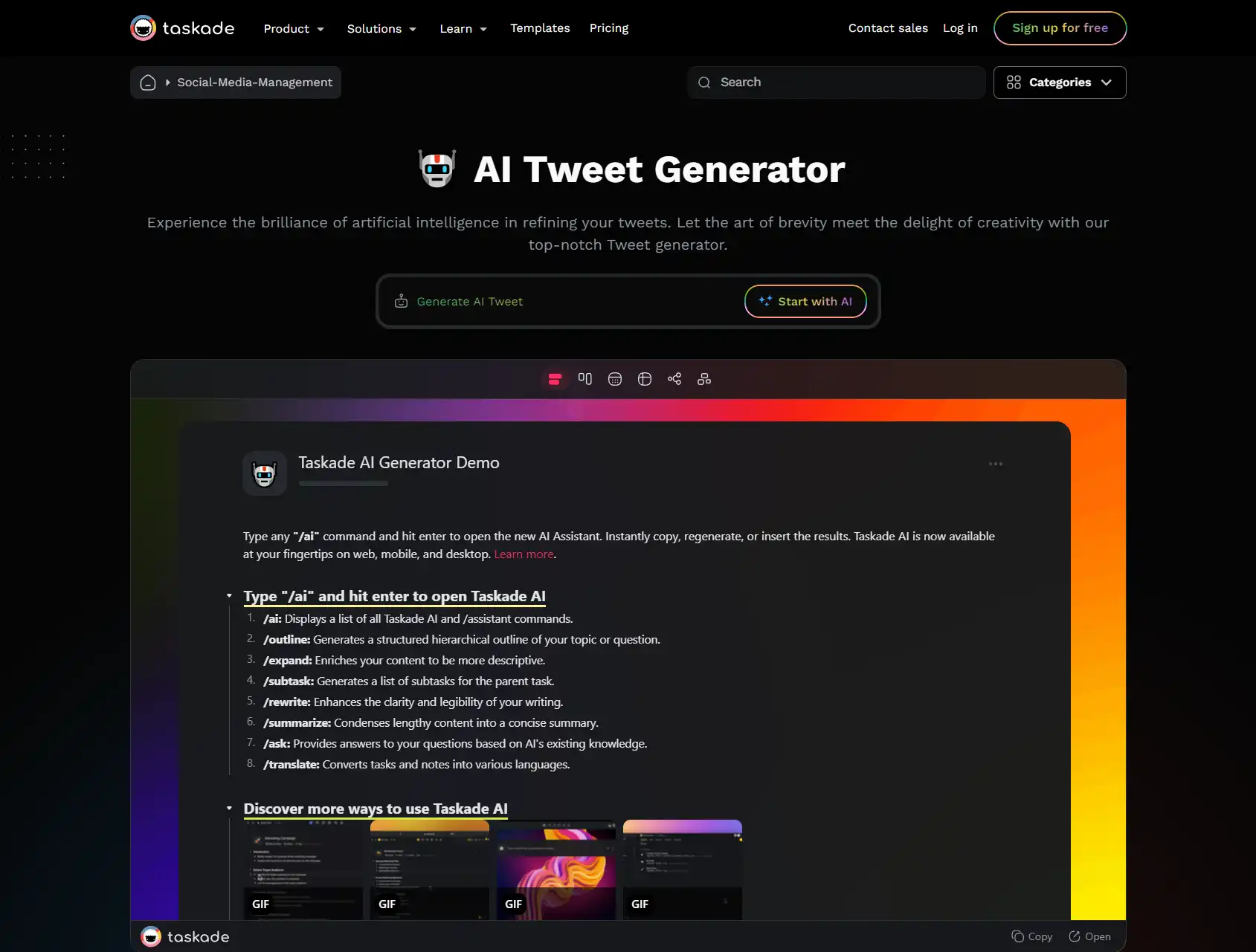 Taskade - AI Tweet Generator